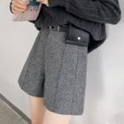 High-waist Woolen Wide Leg Shorts