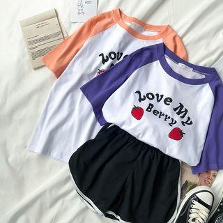 Strawberry Print Short-sleeve Raglan T-shirt