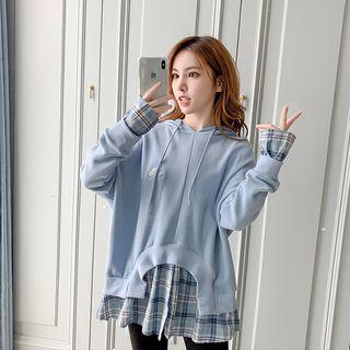 Unicorn Embroidered Mock Two-piece Hoodie