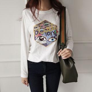 Round-neck Eyes Print T-shirt
