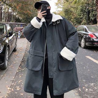 Double-pocket Oversize Plain Furry Coat
