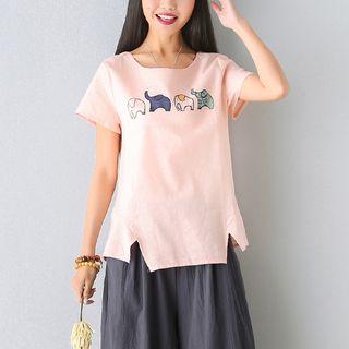 Elephant Print Short Sleeve T-shirt