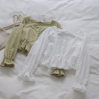 Bell-sleeve Lace Crop Top
