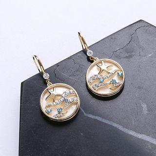 Rhinestone Disc Drop Earring 1 Pair - Gold - One Size