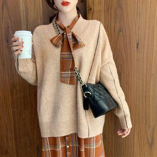 Set: Plaid Midi Dress + Sweater Vest