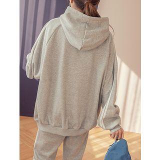 Plus Size Fleece Lined Printed Sweatshirt & Sweatpants Set