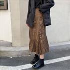 Gingham Midi A-line Skirt Brown & Black - One Size