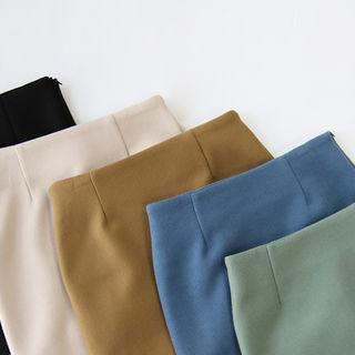 Wool Blend Plain Mini Skirt