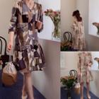V-neck Pattern Shirtdress
