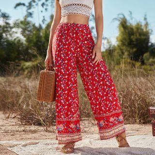 Floral High Waist Wide Leg Pants