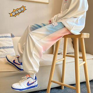 Gradient Drawstring-cuff Wide-leg Sweatpants