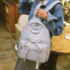 Lettering Ribbon Lace Up Canvas Backpack
