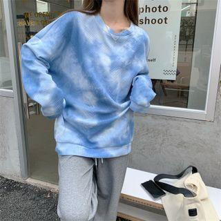 Tie Dye Sweatshirt White & Blue - One Size