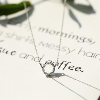 925 Sterling Silver Rhinestone Pendent Necklace
