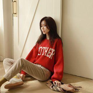 Letter Dip-back Oversized Sweater