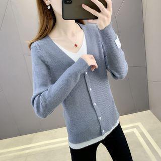 Long Sleeve Round Neck Mock Two Piece Sweater