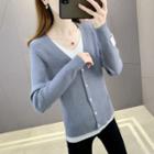 Long Sleeve Round Neck Mock Two Piece Sweater