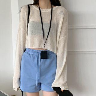 Knit Top / Drawstring Waist Shorts
