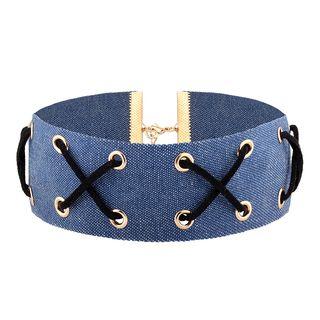 Cross Strap Denim Choker