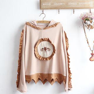 Applique Ruffle Trim Hoodie
