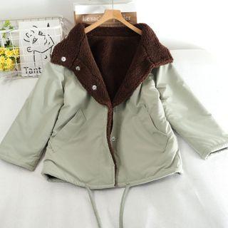 Fleece Lined Button Jacket Green - One Size