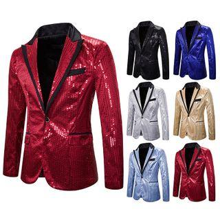 Sequined Button-up Blazer