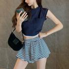 Color-block Sleeveless Top / Striped Shorts