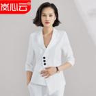 Buttoned Blazer / Wide Leg Dress Pants / Slim-fit Dress Pants / Mini Pencil Skirt / Set