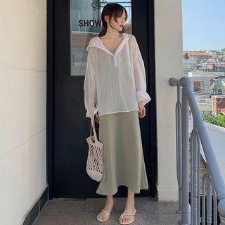 Spagehtti-strap Maxi Dress / Hooded Jacket