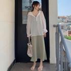 Spagehtti-strap Maxi Dress / Hooded Jacket