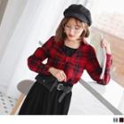 Mock Two Piece Collar Plaid Top