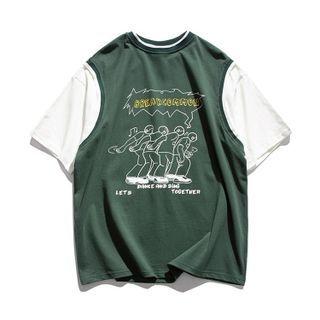 Inset Tank Print Short-sleeve Tee