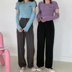 Embroidered T-shirt / Wide Leg Pants