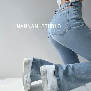 Cutout-waistline Boot-cut Jeans