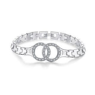 Fashion Elegant Double Circle Bracelet With Austrian Element Crystal Silver - One Size
