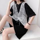 Short-sleeve Mock Two-piece Sequined T-shirt Dress