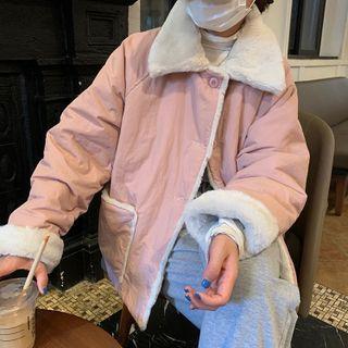 Fleece Lapel Long-sleeve Padded Coat