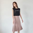 Pleated-hem Linen Blend Skirt