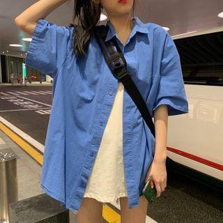 Oversize Elbow-sleeve Shirt As Shown In Figure - One Size