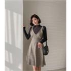 Tie-waist Checked Pinafore Dress