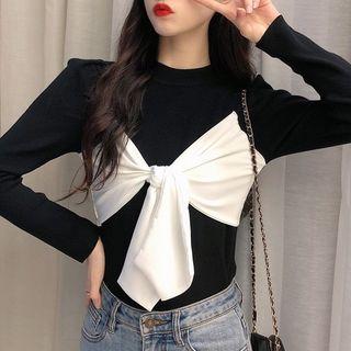 Two-tone Ribbon Knit Top