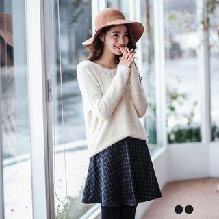 Grid Woolen Flare Dress