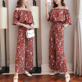 Cold-shoulder Floral Jumpsuit