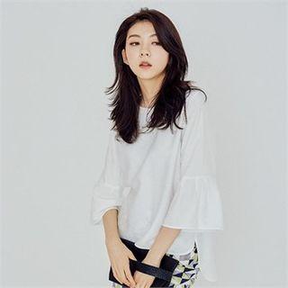 Bell-sleeve Dip-back Blouse