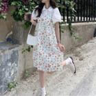 Puff-sleeve Blouse / Sleeveless Floral A-line Dress