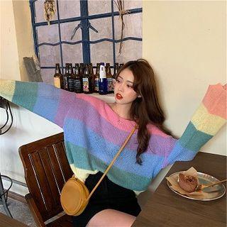 Striped Oversize Sweater As Shown In Figure - One Size