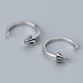 925 Sterling Silver Stud Open Hoop Earring 1 Pair - S925 Silver - As Shown In Figure - One Size