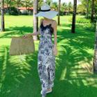 Lace Trim Spaghetti Strap Midi A-line Dress / Cardigan