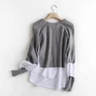 Mock Two-piece Panel T-shirt Gray - One Size