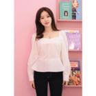 Sweetheart-neck Peplum Blouse